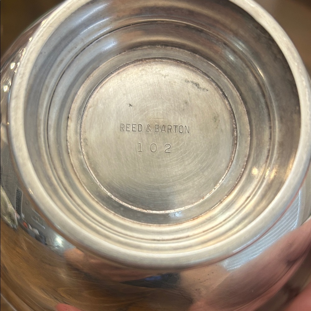 Reed and Barton Stylish Silver and Blue Serveware Bowl. - Picture 5 of 6